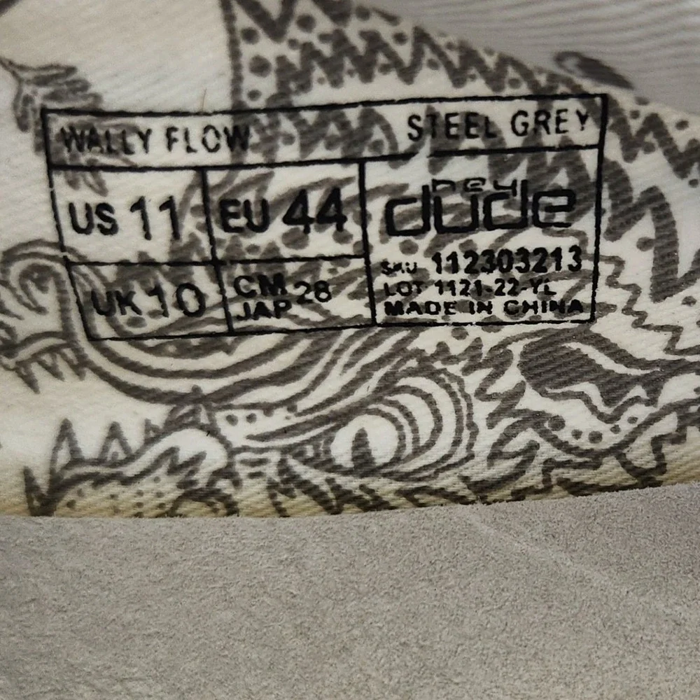 Hey Dude Wally Flow Steel Grey Canvas Slip On Loafers Mens Size 11 112303213